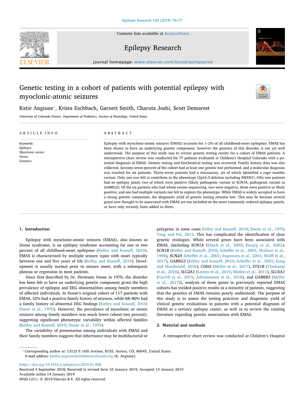 Genetic Testing in a Cohort of Patients with Potential Epilepsy With