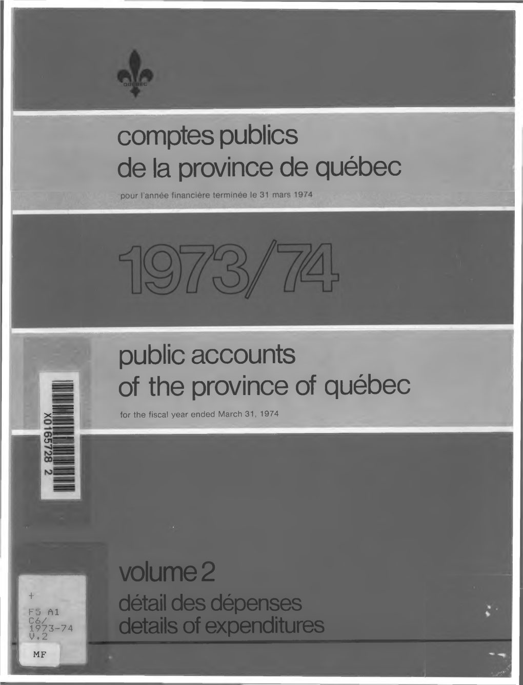 Comptes Publics De La Province De Québec