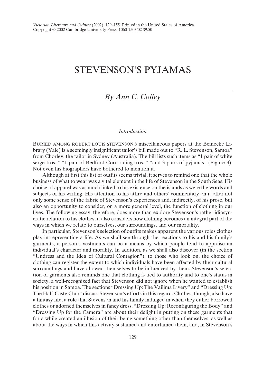 Stevenson's Pyjamas