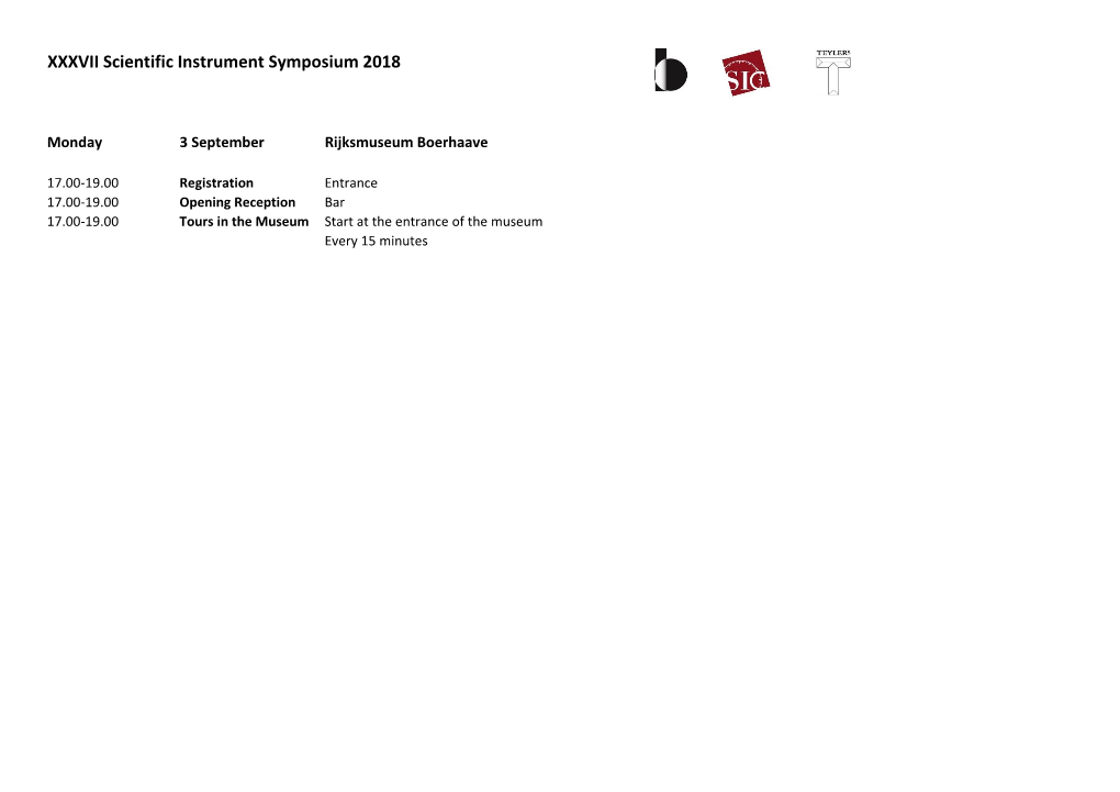 XXXVII Scientific Instrument Symposium 2018