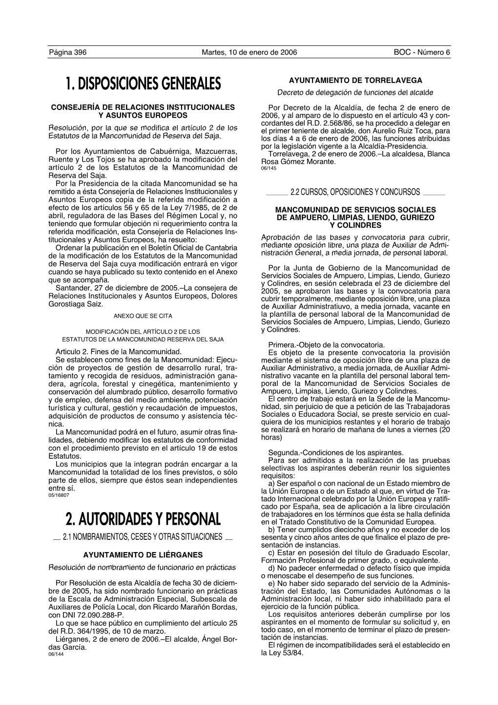 1. Disposiciones Generales 2. Autoridades Y Personal