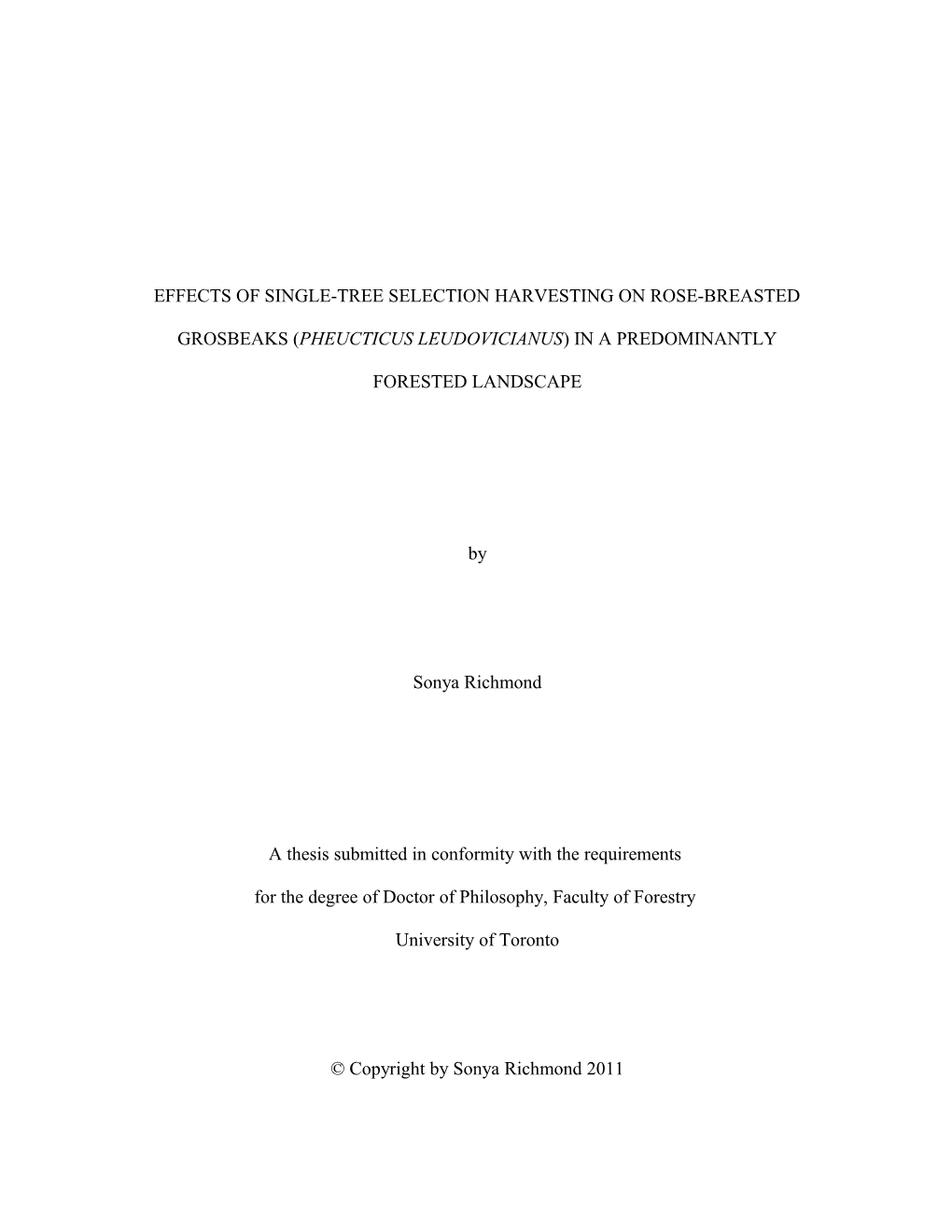 Response of Rose-Breasted Grosbeaks (Pheucticus