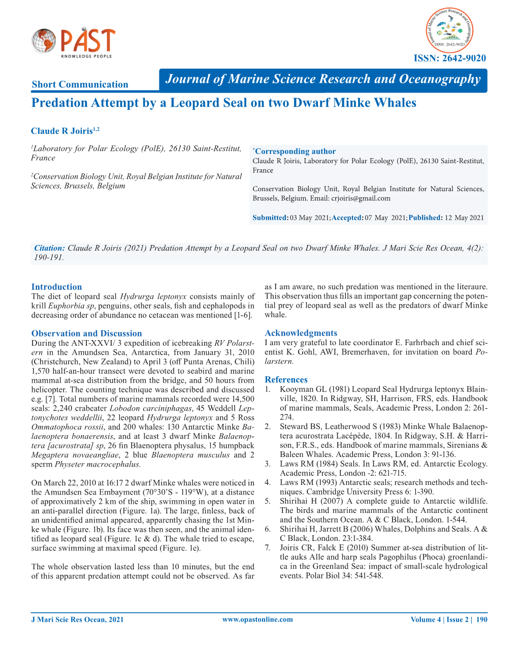 Predation Attempt by a Leopard Seal on Two Dwarf Minke Whales