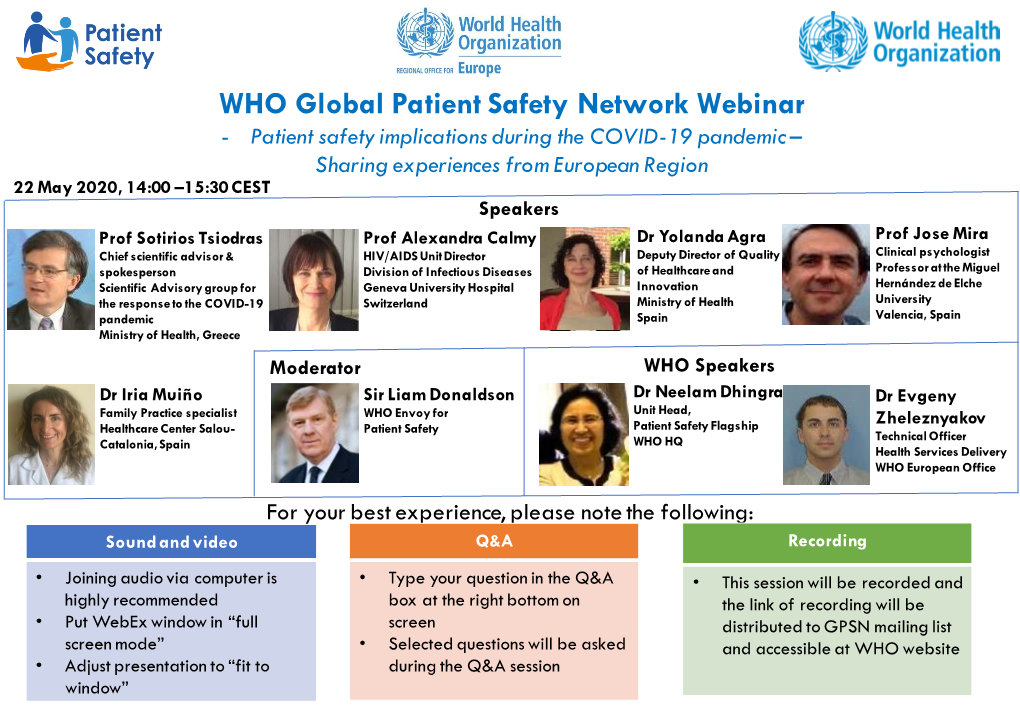 WHO Global Patient Safety Network Webinar