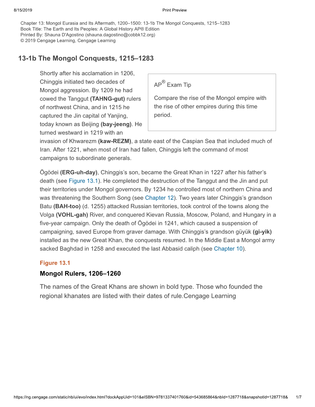 13-1B the Mongol Conquests, 1215–1283