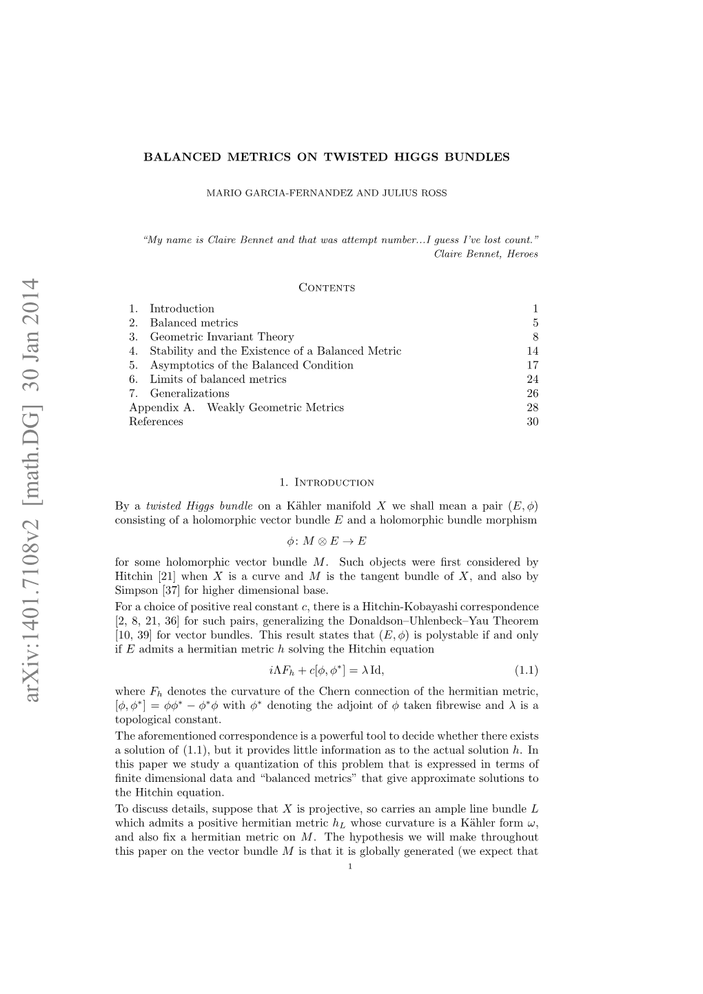 Balanced Metrics on Twisted Higgs Bundles 3