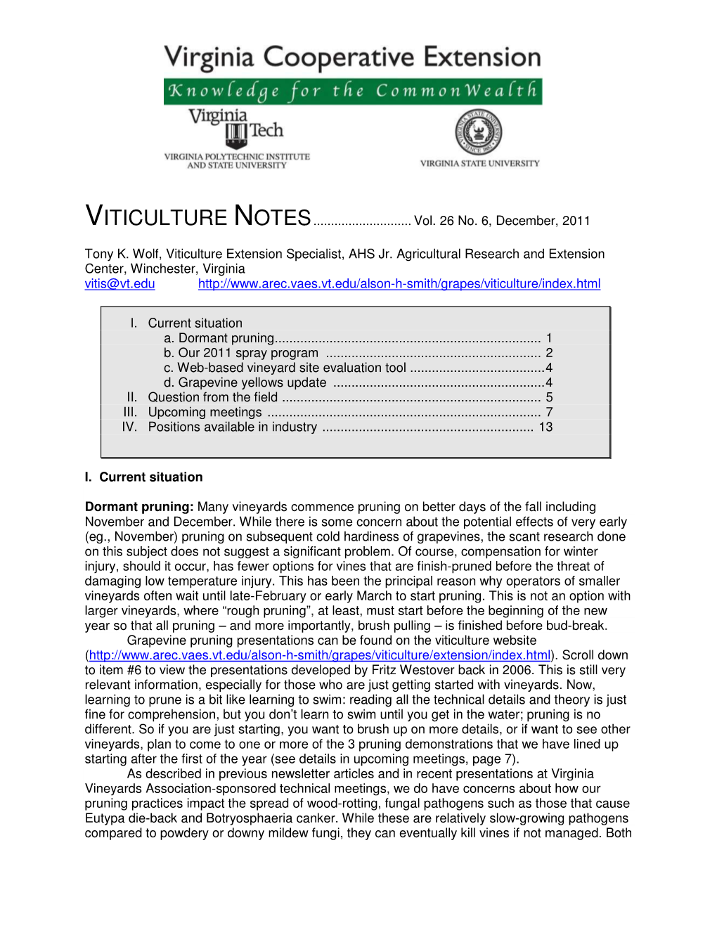 Viticulture Notes December 2011