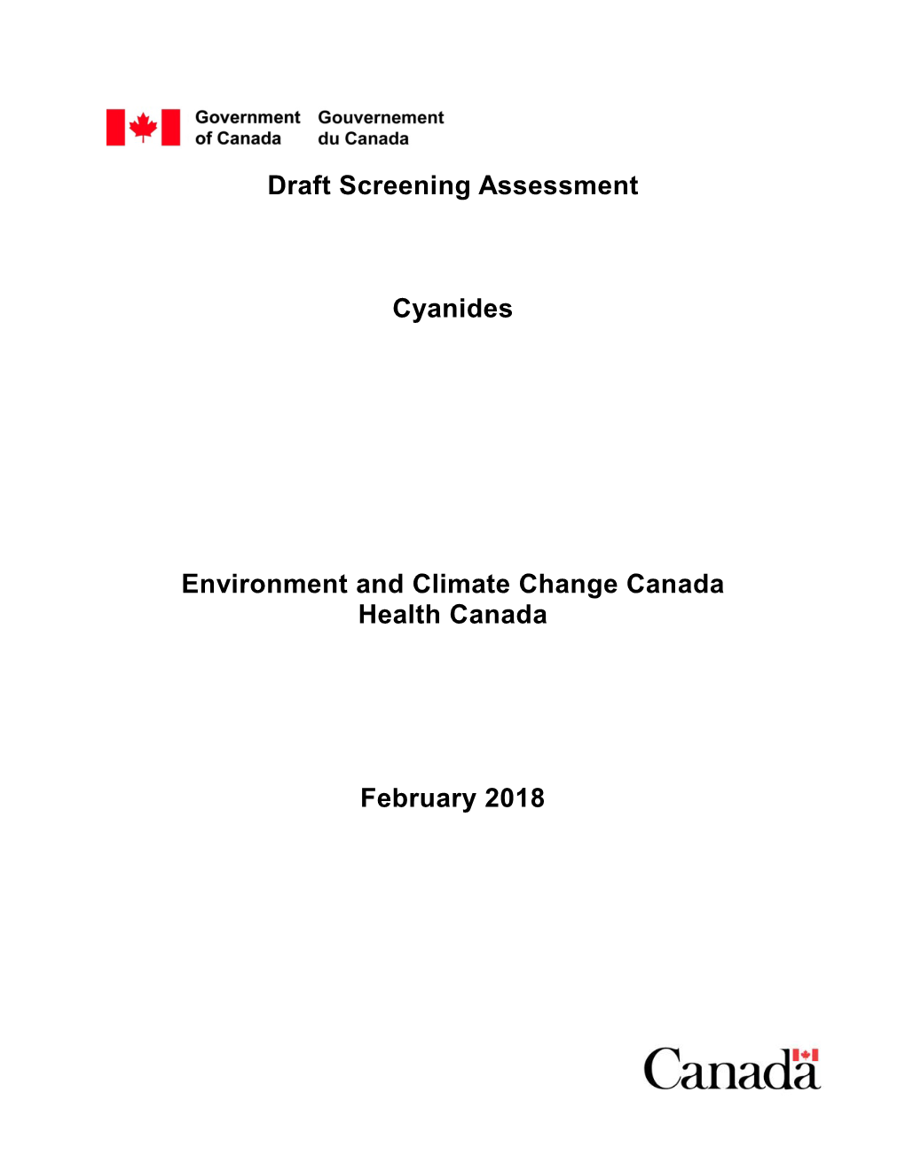 Screening Assessment Cyanides