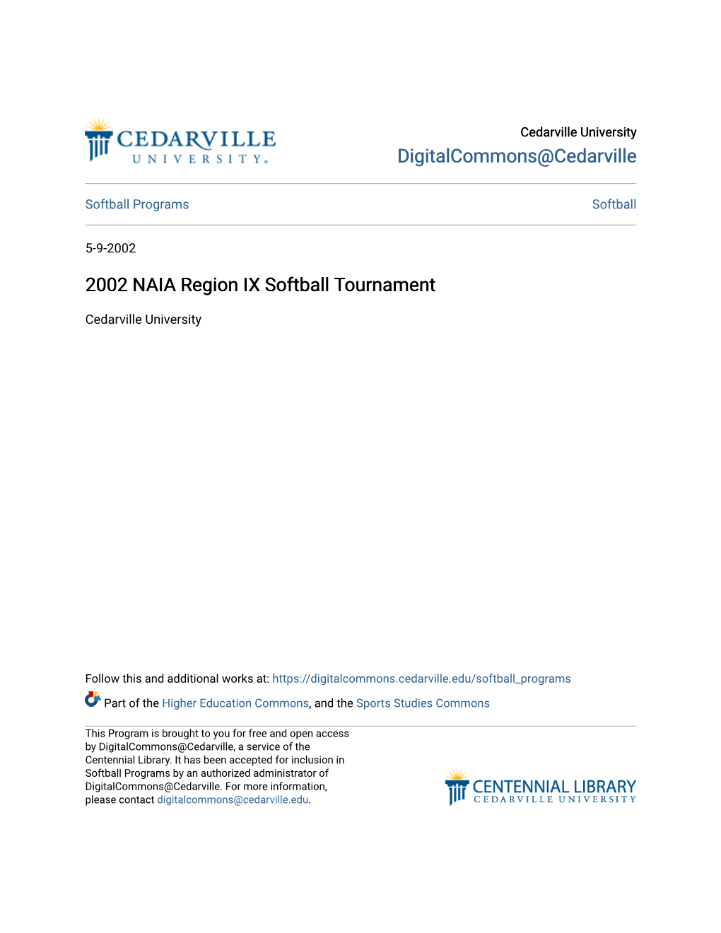 2002 NAIA Region IX Softball Tournament