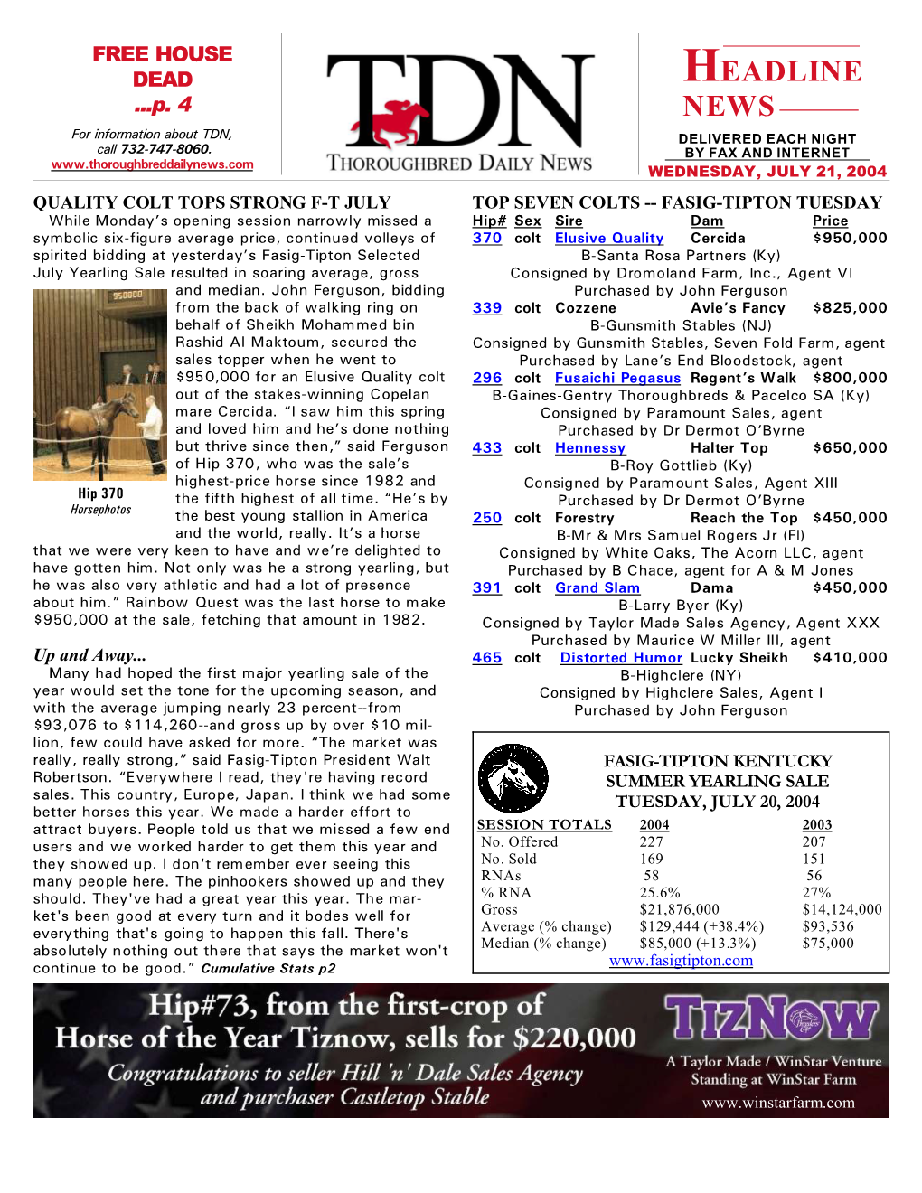 HEADLINE NEWS • 7/21/04 • PAGE 2 of 7