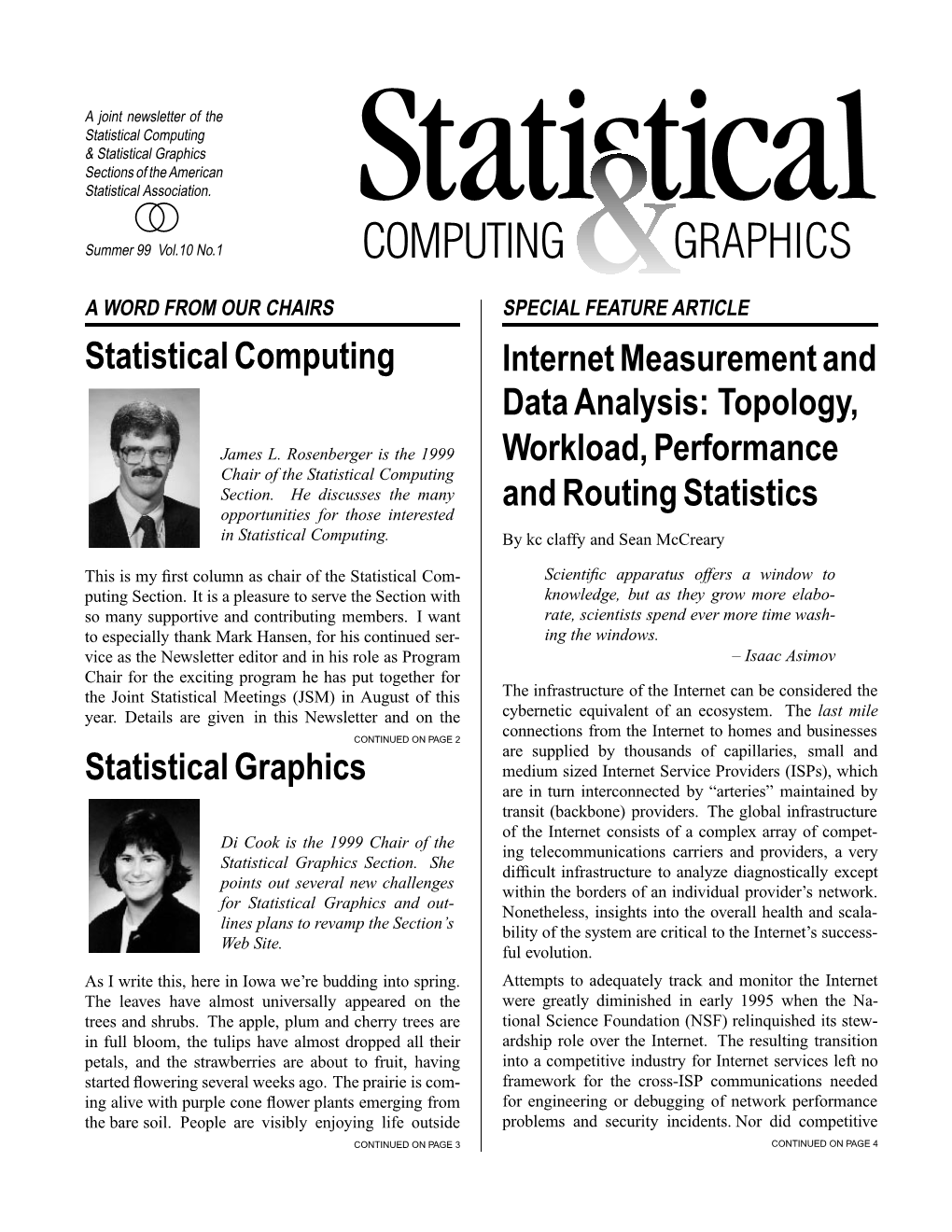 Statistical Computing Statistical Graphics Internet Measurement And