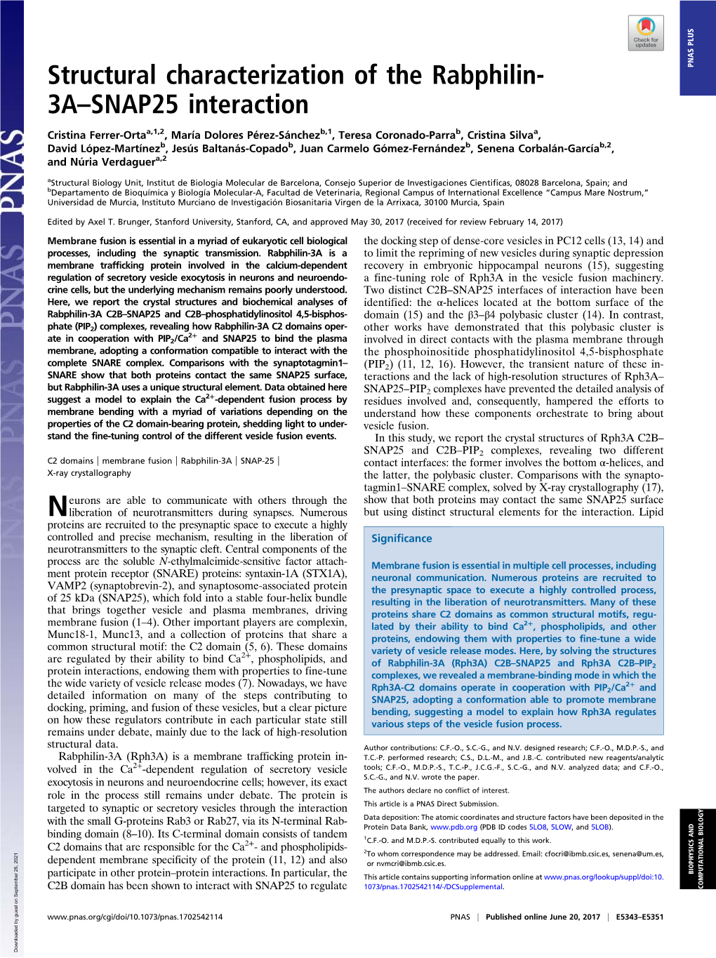 Structural Characterization of the Rabphilin-3A–SNAP25 Interaction