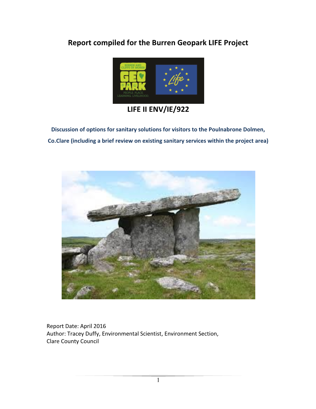 Report Compiled for the Burren Geopark LIFE Project LIFE II ENV/IE/922