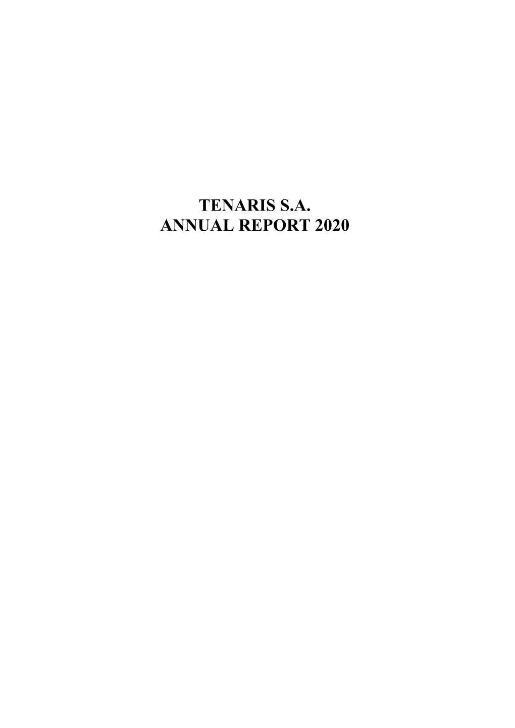 Tenaris S.A. Annual Report 2020
