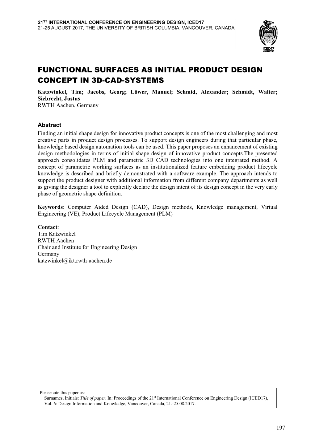 Functional Surfaces As Initial Product Design Concept In