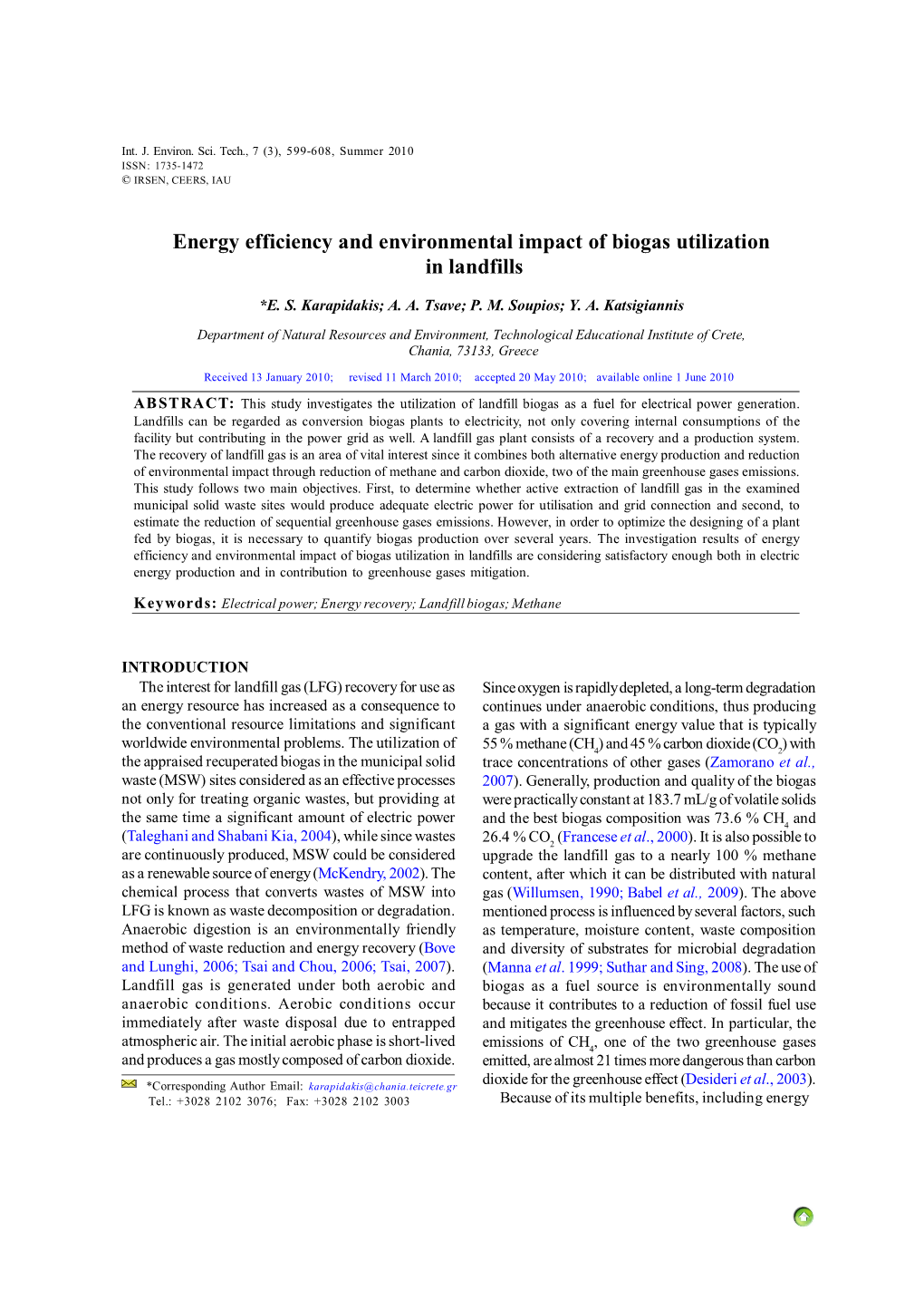 Energy Efficiency and Environmental Impact of Biogas Utilization in Landfills