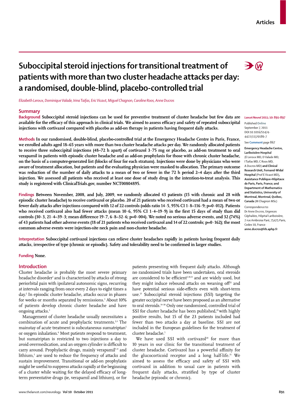 Suboccipital Steroid Injections for Transitional Treatment of Patients