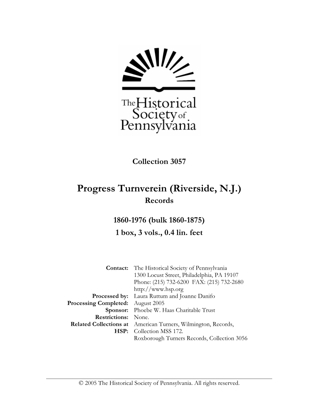 Progress Turnverein (Riverside, N.J.) Records