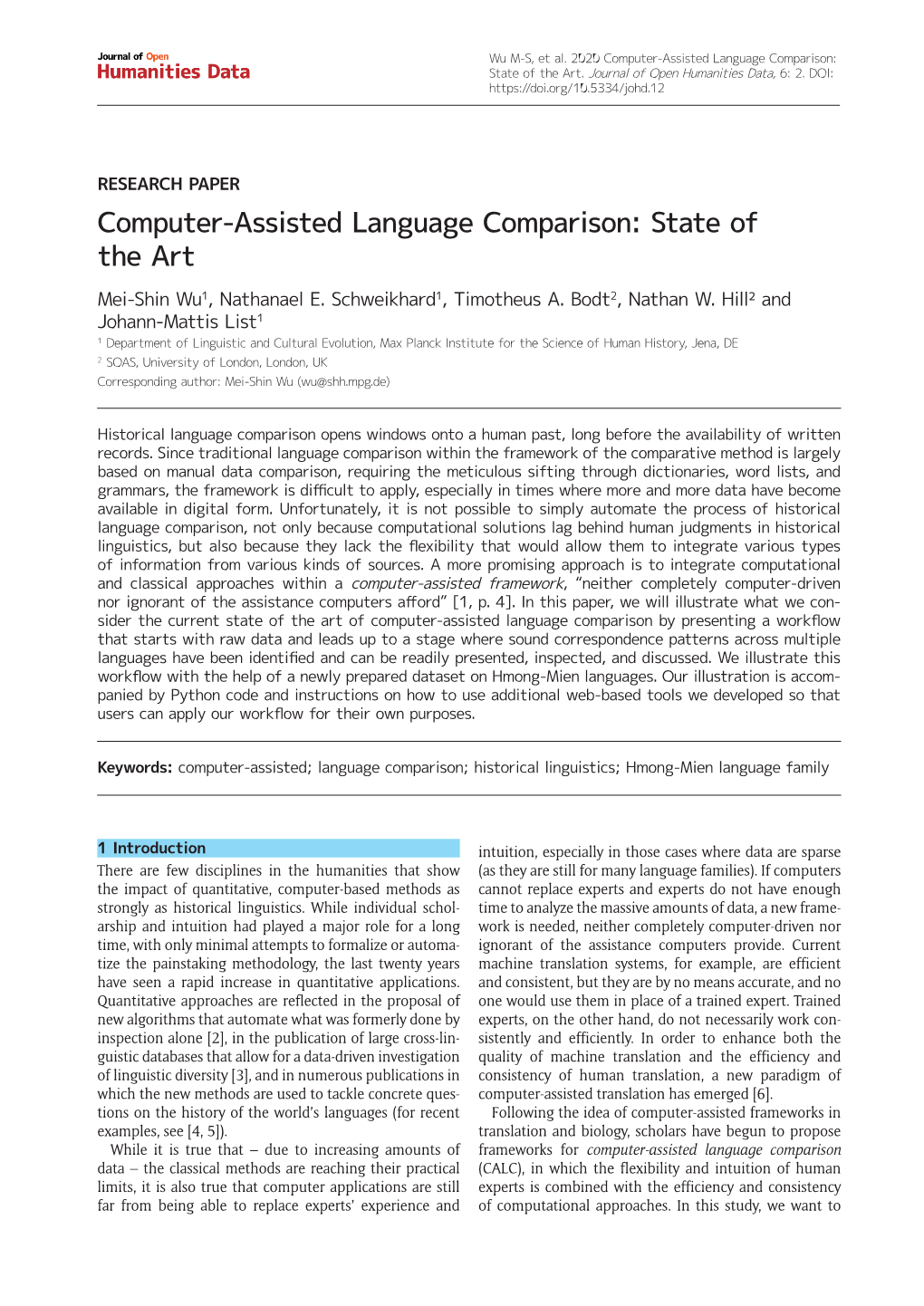 Computer-Assisted Language Comparison: State of the Art