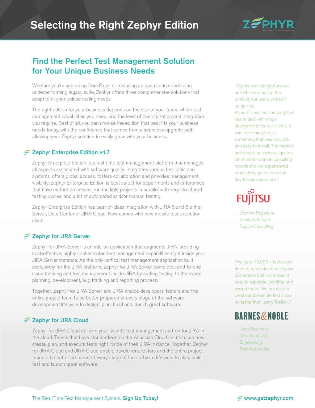 Selecting the Right Zephyr Edition Real-Time Test Management