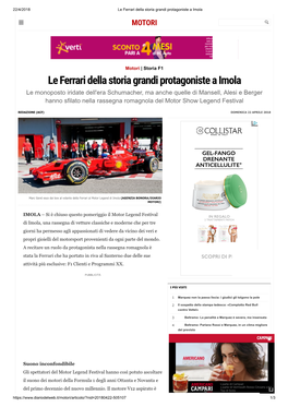 Le Ferrari Della Storia Grandi Protagoniste a Imola