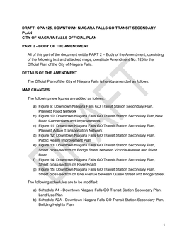 Draft: Opa 125, Downtown Niagara Falls Go Transit Secondary Plan City of Niagara Falls Official Plan