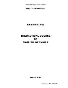 Theoretical Course of English Grammar