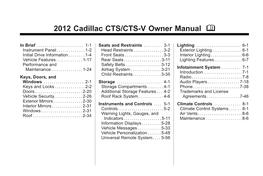 2012 Cadillac CTS/CTS-V Owner Manual M
