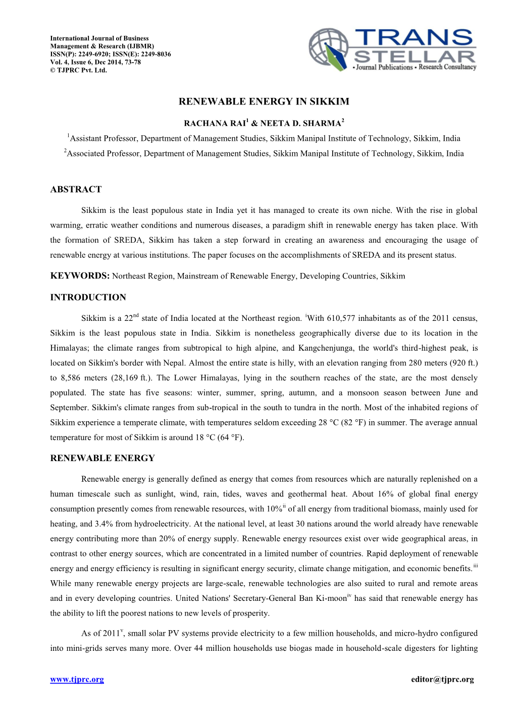 IJBMR-Renewable Energy in Sikkim.Pdf