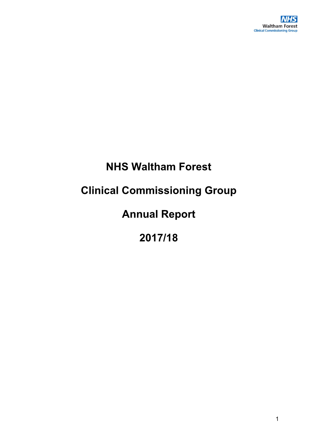 NHS Waltham Forest CCG Annual Report 2017-18