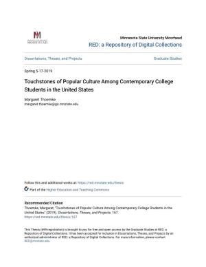 Touchstones of Popular Culture Among Contemporary College Students in the United States
