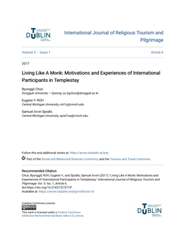 Living Like a Monk: Motivations and Experiences of International Participants in Templestay