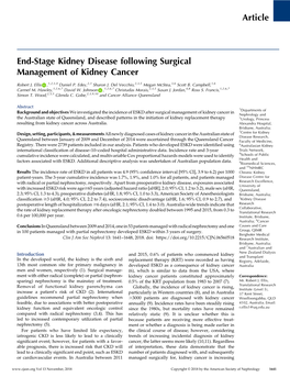 End-Stage Kidney Disease Following Surgical Management of Kidney Cancer