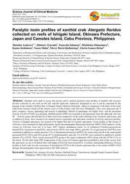 Paralytic Toxin Profiles of Xanthid Crab Atergatis Floridus Collected on Reefs