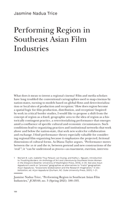 Performing Region in Southeast Asian Film Industries Jasmine Nadua