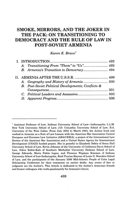 Smoke, Mirrors, and the Joker in the Pack: on Transitioning to Democracy and the Rule of Law in Post-Soviet Armenia