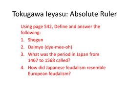 Tokugawa Ieyasu: Absolute Ruler