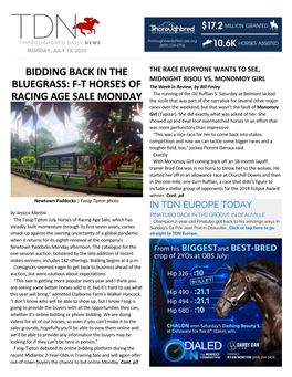 Ft Horses of Racing Age Sale Monday
