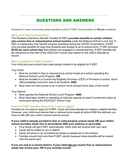 P-EBT Frequently Asked Questions – English