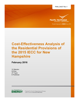Cost-Effectiveness Analysis of the Residential Provisions of the 2015 IECC for New Hampshire