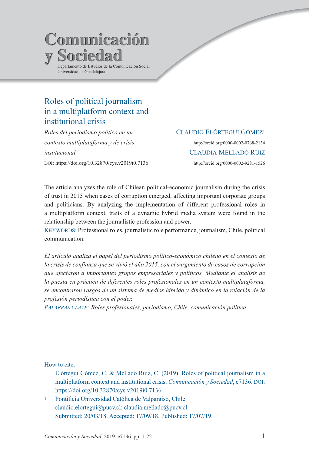Roles of Political Journalism in a Multiplatform Context And