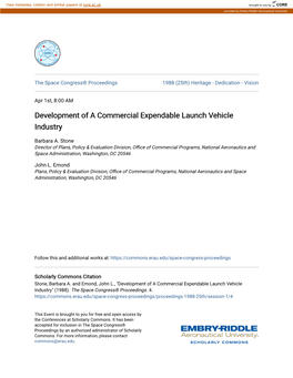 Development of a Commercial Expendable Launch Vehicle Industry