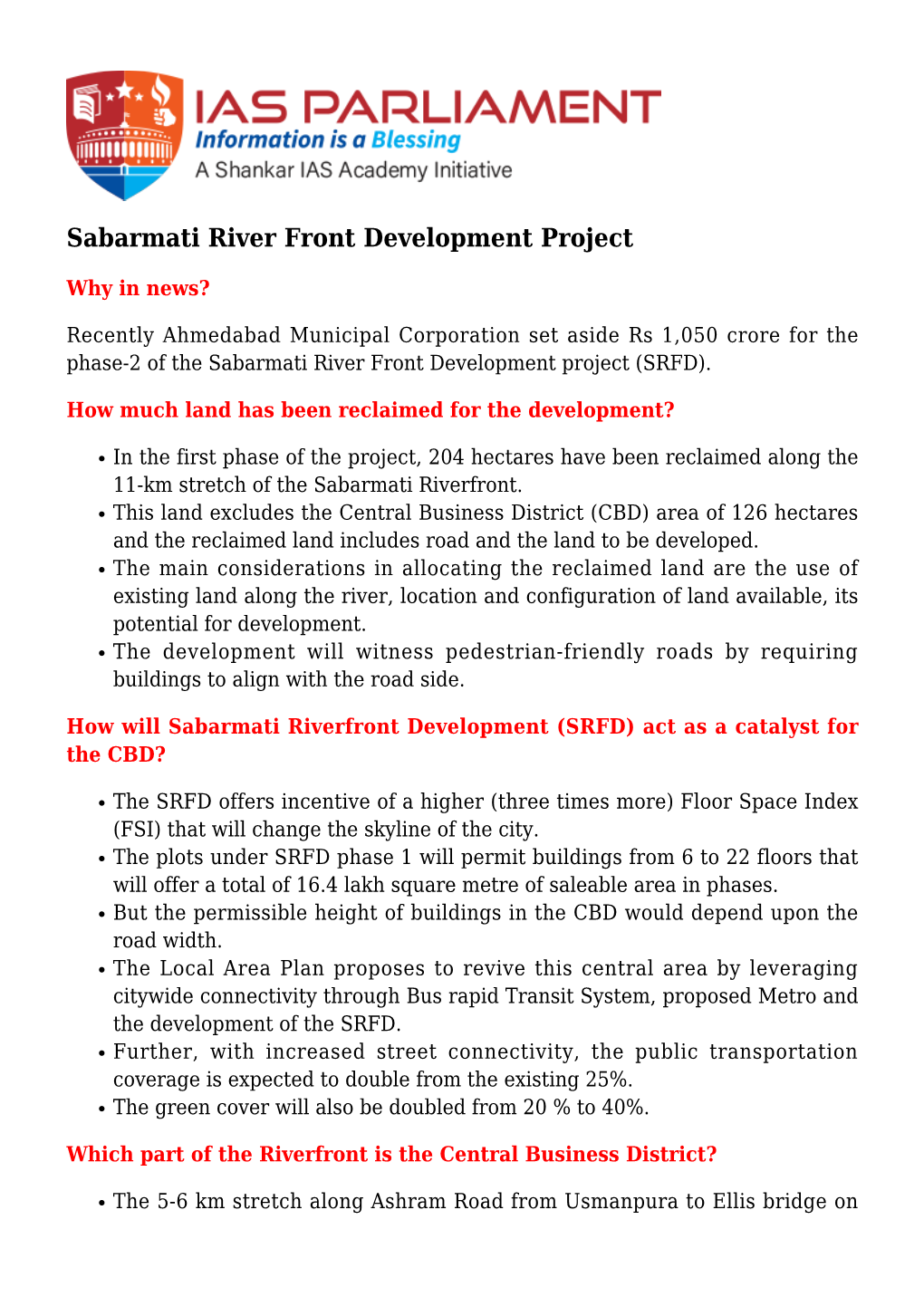 Sabarmati River Front Development Project