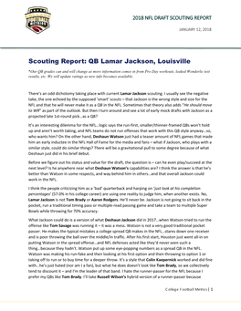 Scouting Report: QB Lamar Jackson, Louisville