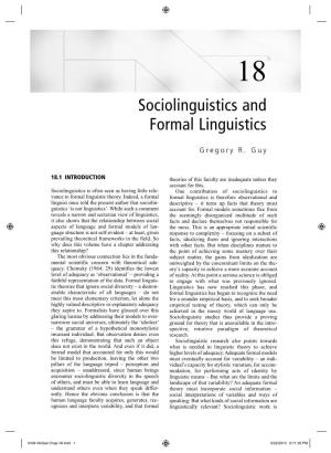 Sociolinguistics and Formal Linguistics