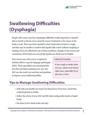 Swallowing Difficulties (Dysphagia)