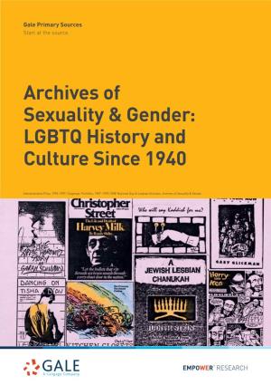 Archives of Sexuality & Gender: LGBTQ History and Culture Since