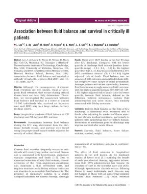 Association Between Fluid Balance and Survival in Critically Ill Patients