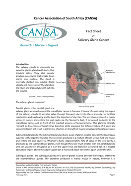 Cancer Association of South Africa (CANSA) Fact Sheet on Salivary Gland Cancer