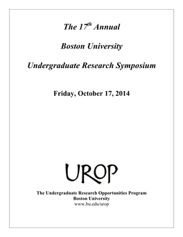 The 17 Annual Boston University Undergraduate Research Symposium